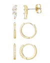 Adornia Set Of 3 Assorted Hoops And Stud Earrings In Gold