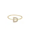 Adornia Gold Cubic Zirconia Pave Initial Ring A Sz 6