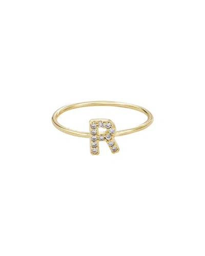 Adornia Gold Cubic Zirconia Pave Initial Ring A Sz 6