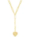 Adornia 14k Gold Plated Cz Jagged Heart Mixed Link Y-necklace