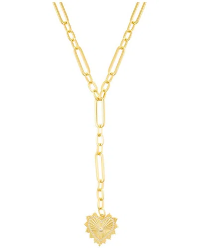 Adornia 14k Gold Plated Cz Jagged Heart Mixed Link Y-necklace