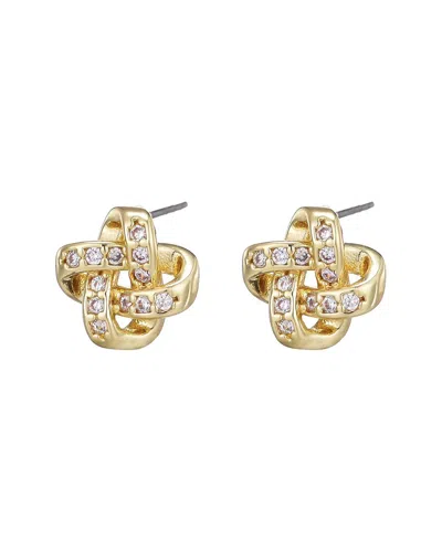 Adornia 14k Plated Cz Knot Twist Stud Earrings In Gold