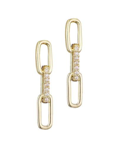 Adornia 14k Plated Cz Mini Paperclip Drop Earrings In Gold