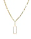 Adornia 14k Plated Cz Mixed Chain Oval Pendant Necklace In Gold