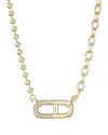 Adornia 14k Plated Cz Mixed Chain Sideways Pendant Necklace In Gold