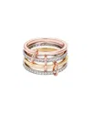 Adornia Mixed Metal Cubic Zirconia Connected 4-piece Stack Ring In Gold