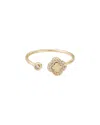 Adornia 14k Plated Cz Open Band Clover Ring In Gold
