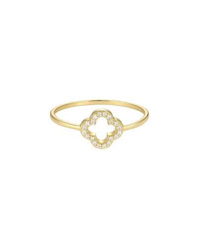 Adornia 14k Plated Cz Outline Clover Ring In Yellow