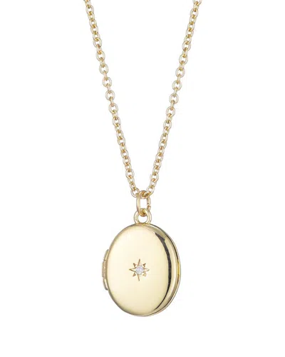 Adornia 14k Plated Cz Oval Locket With Starburst Necklace In Gold