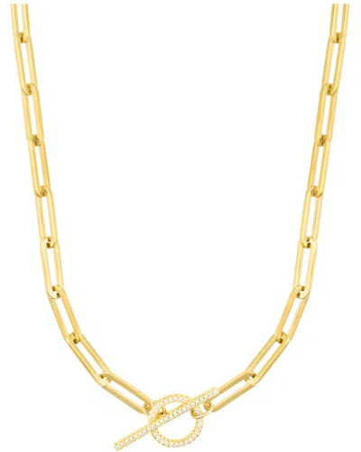 ADORNIA ADORNIA 14K PLATED CZ PAPERCLIP TOGGLE NECKLACE