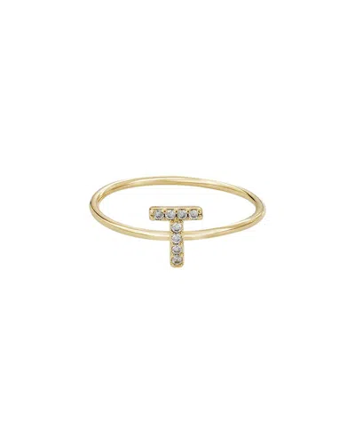 Adornia 14k Plated Cz Pave Initial Ring In Gold