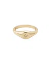 Adornia 14k Plated Cz Starbust Signet Pinky Ring In Gold