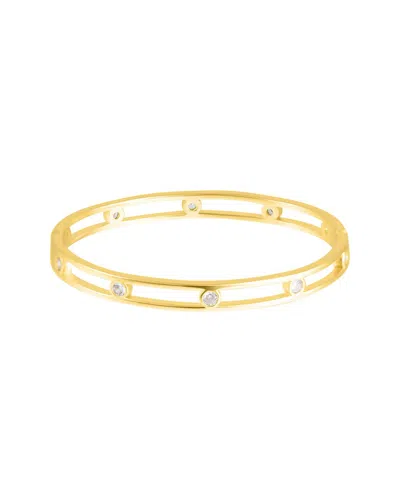 Adornia 14k Plated Cz Studded Bangle Bracelet In Gold