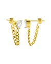 Adornia Crystal Heart Chain Drop Stud Earrings