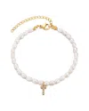 Adornia Gold Freshwater Cultivated Pearl Cubic Zirconia Letter Bracelet In Multi