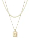 Adornia Gold Pave Tag Pendant And Herringbone Chain Initial Necklace Set In Gold