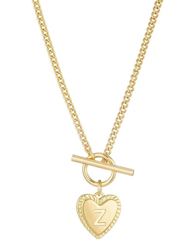 ADORNIA ADORNIA 14K PLATED DIAMOND HEART INITIAL TOGGLE NECKLACE
