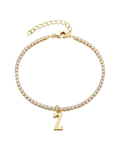 Adornia 14k Plated Diamond Initial Charm Bracelet In Gold