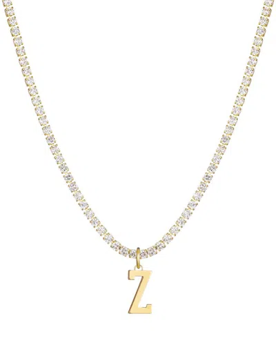 ADORNIA ADORNIA 14K PLATED DIAMOND INITIAL CHARM NECKLACE