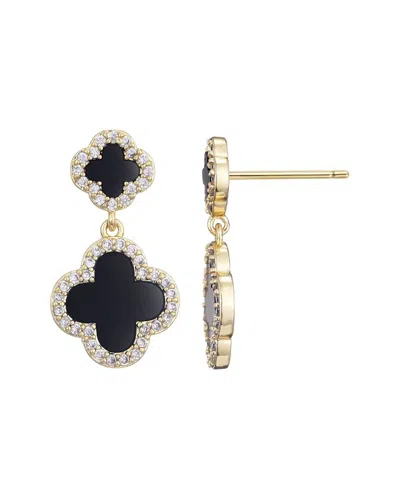 Adornia 14k Gold Plated Double Black Clover Cz Drop Earrings
