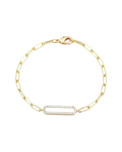 Adornia 14k Plated Elongated Pave Link Bracelet In Gold