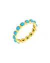 Adornia 14k Gold Plated Imitation Turquoise Cabochon Eternity Ring