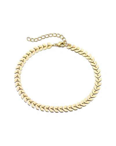 Adornia 14k Plated Fishtail Chain Adjustable Anklet In Gold