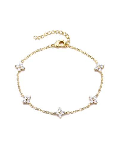 Adornia 14k Plated Flower Station Bracelet In Gold
