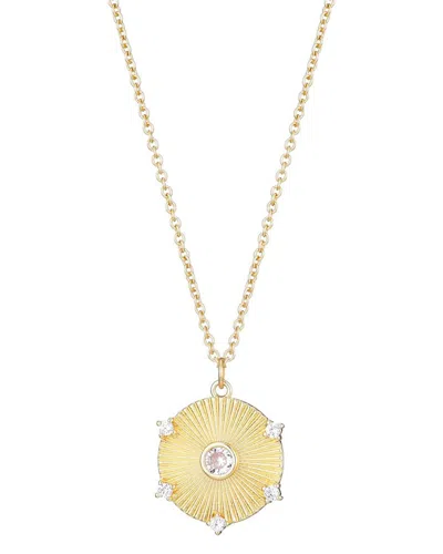 Adornia Cubic Zirconia Fluted Disc Pendant Necklace In Gold
