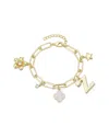 Adornia 14k Plated Gemstone Initial Chunky Charm Bracelet In Gold
