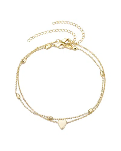 Adornia 14k Plated Heart Adjustable Anklet Set In Gold