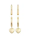 Adornia 14k Plated Heart Huggie Earrings Set In Gold