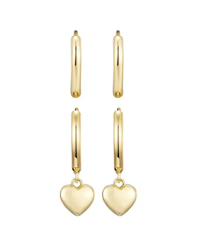 Adornia 14k Plated Heart Huggie Earrings Set In Gold