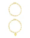 Adornia 14k Plated Heart Paperclip Bracelet Set