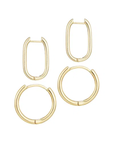 Adornia 14k Plated Hoop Set Earrings In Gold