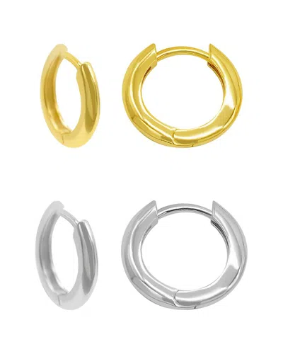 Adornia 14k Plated Hoops In Metallic