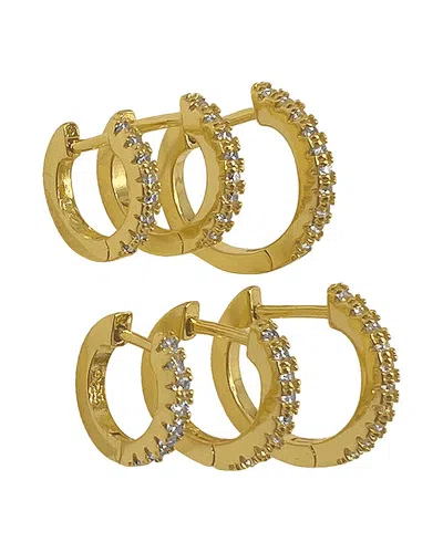 Adornia Huggie Hoop Earring Pack Gold In Yellow
