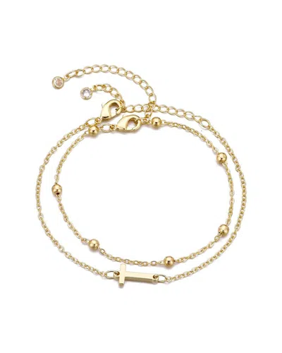 Adornia 14k Plated Initial Bracelet Set In Gold