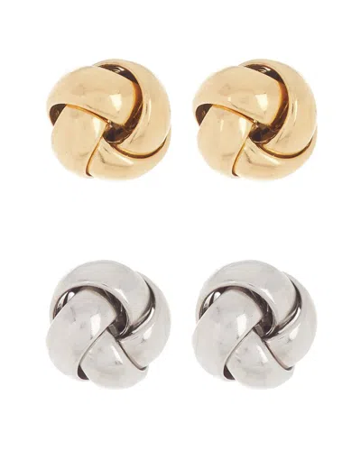 Adornia Knot Stud Set Silver Gold In Multi