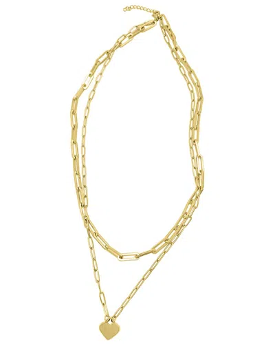 Adornia Layered Paper Clip Chain Heart Pendant Necklace Gold In Yellow