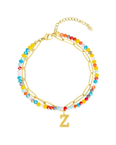 Adornia 14k Plated Layered Initial Bracelet In Multi