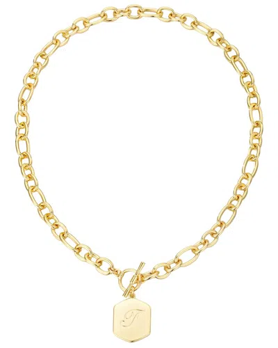 Adornia 14k Plated Monogram Initial Chunky Toggle Necklace In Gold