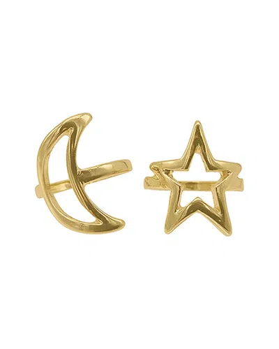 Adornia 14k Yellow Gold Plated Moon And Star Mismatched Stud Earrings