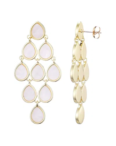 ADORNIA ADORNIA 14K PLATED MOTHER-OF-PEARL DANGLING PETALS EARRINGS