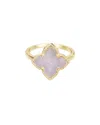 Adornia 14k Gold Plated White Mother Of Pearl Flower Ring In Gold