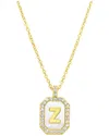 Adornia 14k Plated Pearl Cz Initial Tablet Necklace