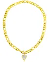 Adornia Tarnish Resistant 14k Gold-plated Figaro Chain With Crystal Halo Mother-of-pearl Heart