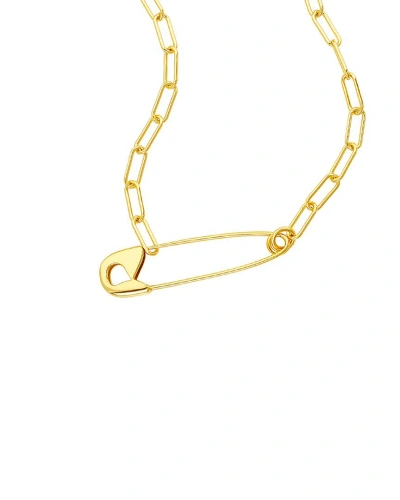 Adornia 14k Plated Safety Pin Necklace In Yellow