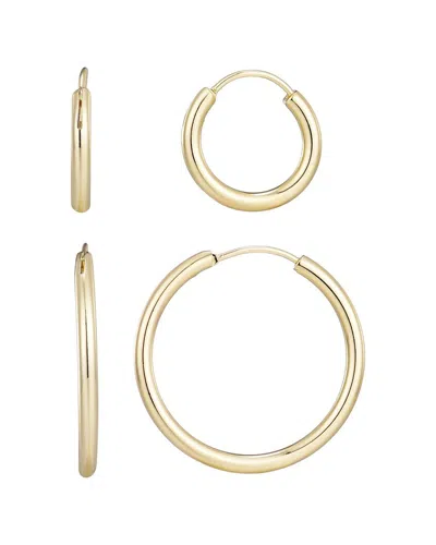 Adornia 14k Plated Set Of 2 Endless Hoop Earrings In Gold