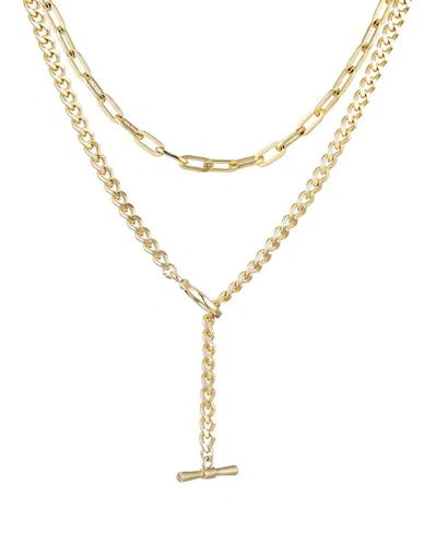 ADORNIA ADORNIA 14K PLATED SET OF 2 TOGGLE & PAPERCLIP NECKLACE